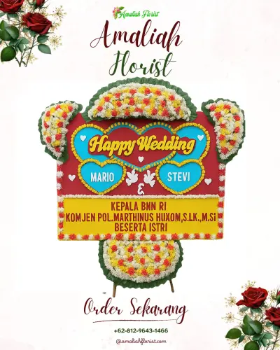 Karangan Papan Bunga Pernikahan di Jamuskauman